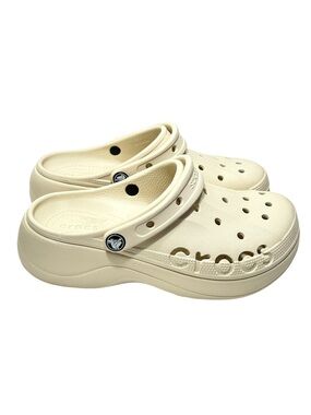 Crocs Baya Platform Clog Women’s Size 8W US Shoes Eva Beige Slip On 208186